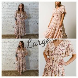Baltic Born Pink Peach Floral Bohemian Maxi Dress